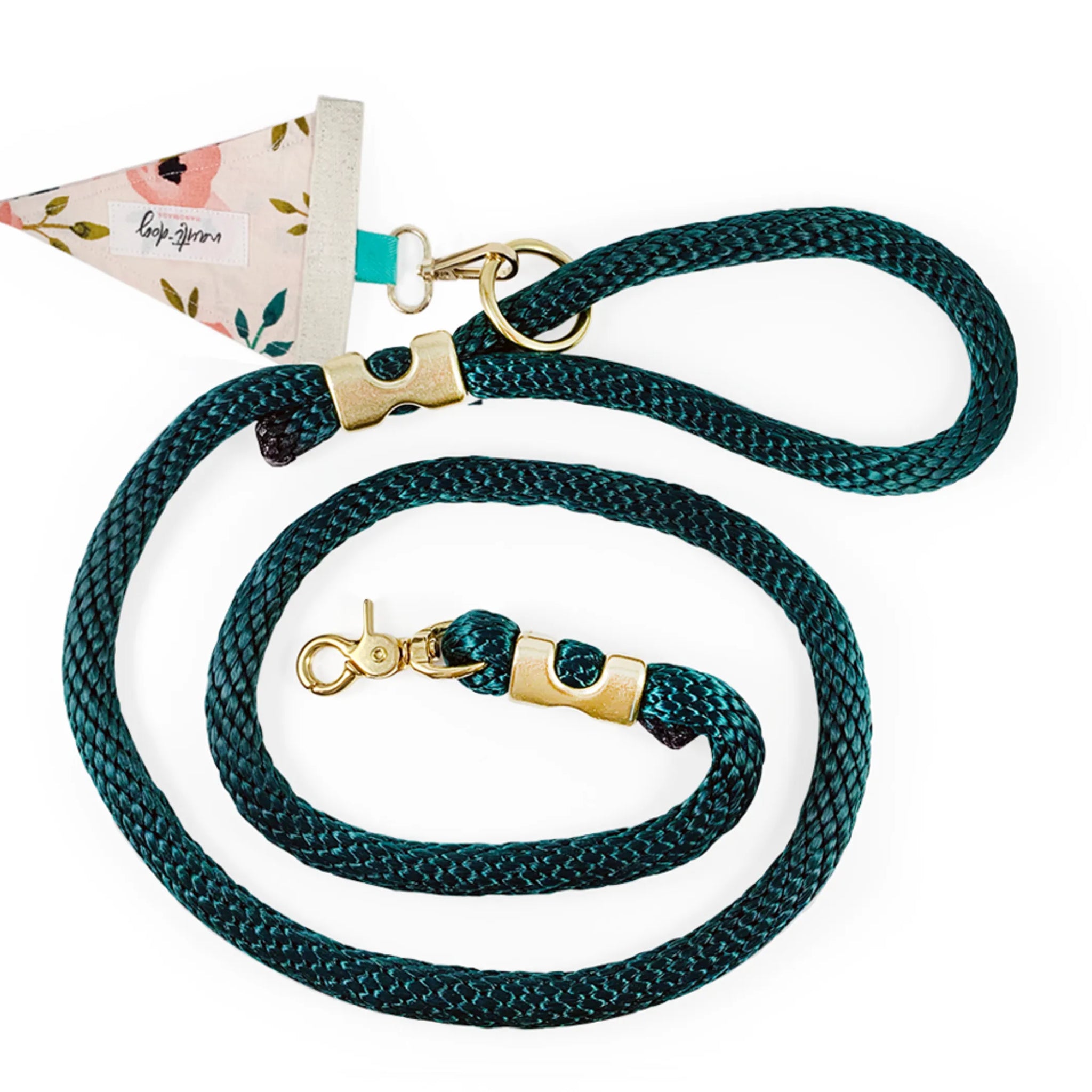Charleston Blush Floral Tea Rose Premium Rope Dog Leash